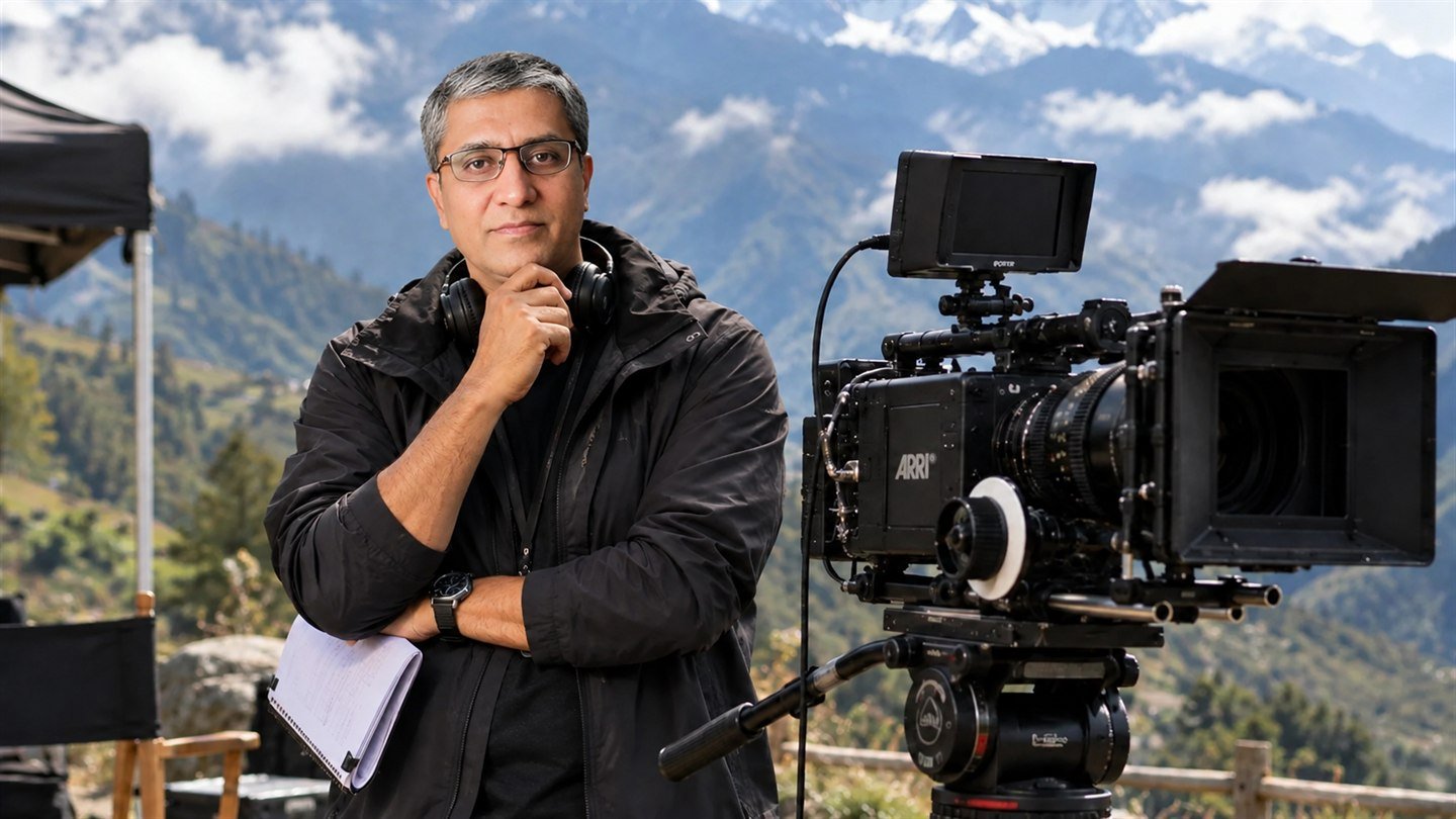 Soumitra Bagchi on location with an ARRI camera in the Himalayan foothills